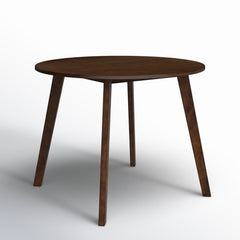 Round Dining Table, Seats 4, Solid and Engineered Wood, Walnut