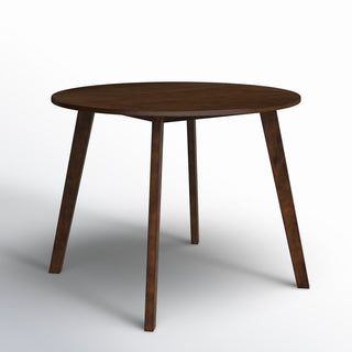 Round Dining Table, Seats 4, Solid and Engineered Wood, Walnut
