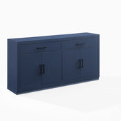 Sideboard Cabinet, Manufactured Wood, Navy, Matte Black Metal Hardware