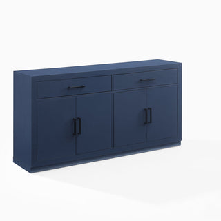 Sideboard Cabinet, Manufactured Wood, Navy, Matte Black Metal Hardware