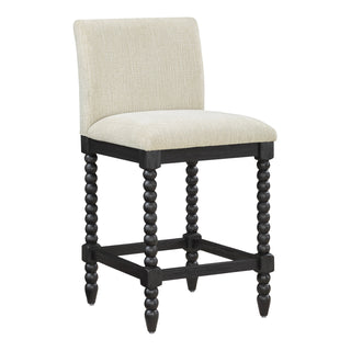 Counter Stool, Solid Wood Frame, Upholstered Seat, Four Legs