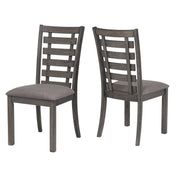 Side Chairs, Set of 2, Polyester Blend Upholstery, Gray Rubberwood Legs