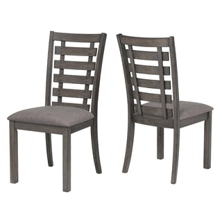 Side Chairs, Set of 2, Polyester Blend Upholstery, Gray Rubberwood Legs