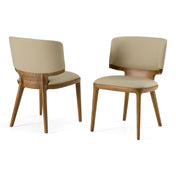 Side Chairs, Set of 2, Faux Leather, Solid Wood Legs