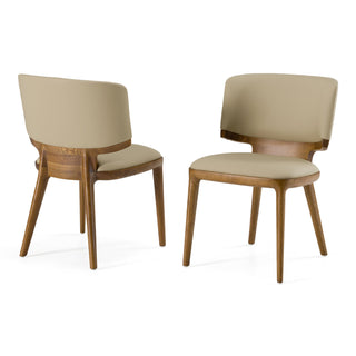 Side Chairs, Set of 2, Faux Leather, Solid Wood Legs