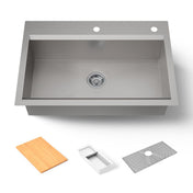 Workstation Kitchen Sink, Task, 33 x 22 In, Top-Mount/Undermount, Stainless Steel