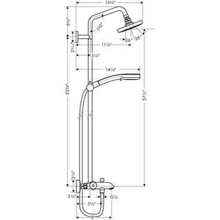 Complete Shower System, Croma, Thermostatic, Dual Shower Head, Wall Mount, Chrome