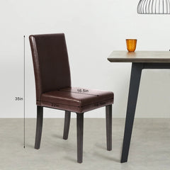 Dining Chairs, Set of 4, Brown Faux Leather, Black Solid Wood Legs