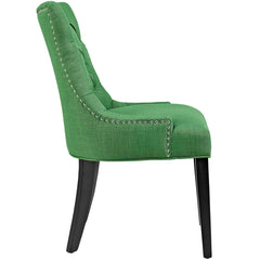 Side Chairs, Set of 2, Green Upholstery, Rubberwood Frame, Black Legs