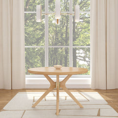 Round Dining Table, Solid Pine Wood, 47 Inch, Cross Legs, Blonde