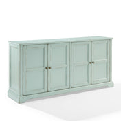Sideboard Cabinet, 4 Doors, Solid and Manufactured Wood, Seafoam Blue