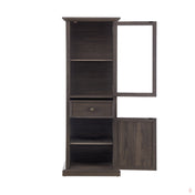 Storage Cabinet, Manufactured Wood and Glass, 2 Doors, 1 Drawer, Espresso