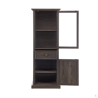 Storage Cabinet, Manufactured Wood and Glass, 2 Doors, 1 Drawer, Espresso