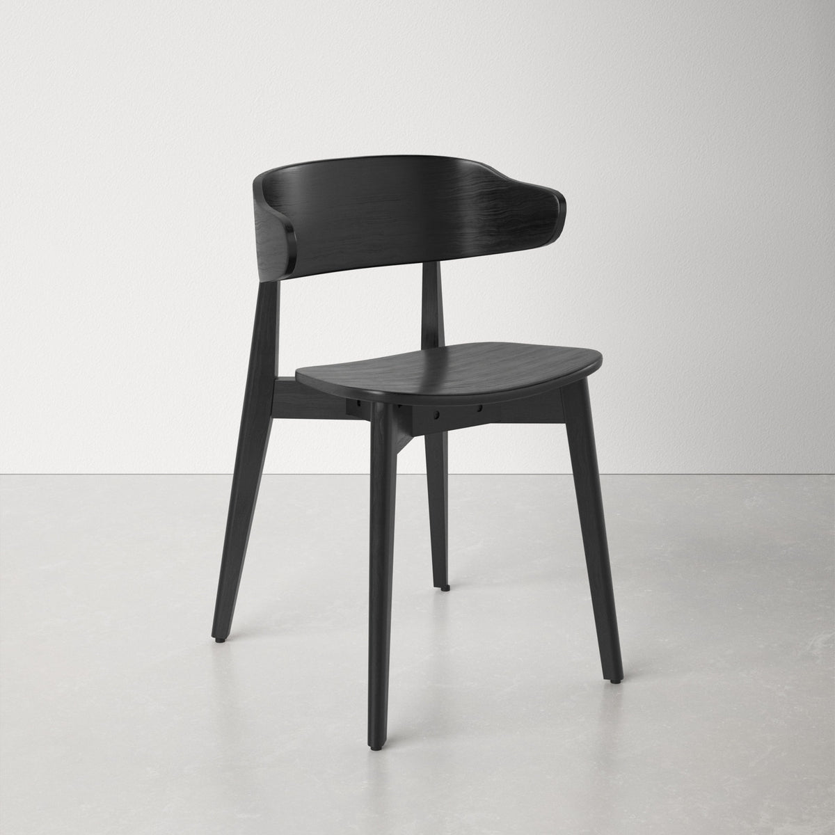 Wing Back Side Chair, Solid Ash and Ash Veneer, Black