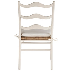 Side Chairs, Set of 2, Brown Upholstery, White Solid Wood Legs