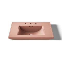 Console Table Bathroom Sink, Memoirs Stately, Rectangular, Fireclay, Peach Blow
