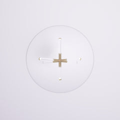 Round Dining Table, Tempered Glass Top, Gold and Clear Pedestal Base