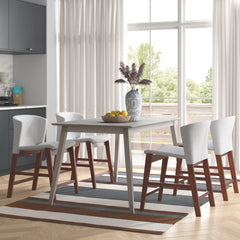 Rectangular Dining Table, Rubberwood Base, Engineered Wood Top, Antique Gray