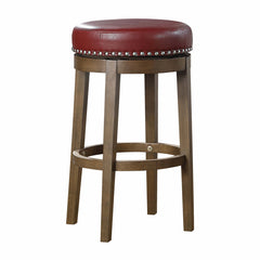 Bar Stools, Set of 2, Solid Wood Frame, Gray Faux Leather Seat
