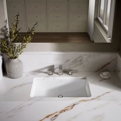 Undermount Bathroom Sink, Ladena, Rectangular, Vitreous China, White