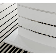 Extendable Dining Table, White Gloss Manufactured Wood, Pedestal Base