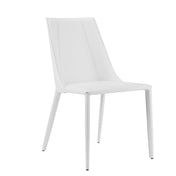 Side Chair, Faux Leather Upholstery, Metal Legs, White