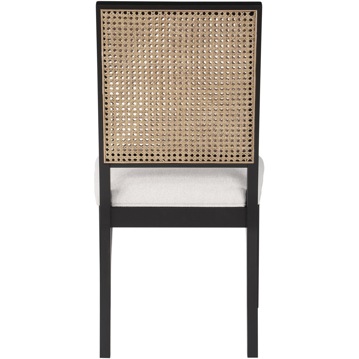 Side Chairs, Set of 2, Black Solid Rubberwood Frame, Linen Textured Fabric