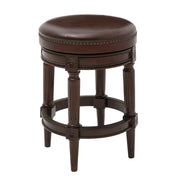 Counter Stool, Backless Swivel, 26 In Seat Height, Distressed Walnut Base