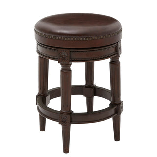 Counter Stool, Backless Swivel, 26 In Seat Height, Distressed Walnut Base