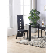 Side Chair, Black Faux Leather Upholstery, Black Metal Legs