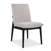 Parsons Dining Chairs, Set of 2, Beige Polyester Blend, Dark Brown Wood Legs