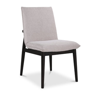 Parsons Dining Chairs, Set of 2, Beige Polyester Blend, Dark Brown Wood Legs