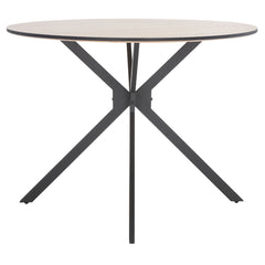 Round Dining Table, Solid and Engineered Wood, 39.4 Inch, Black Base