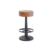 Counter Stool, Backless, Brown Genuine Leather Seat, 26 Inch Height