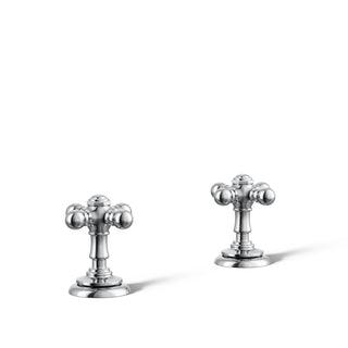Bathroom Sink Faucet Handles, Artifacts, Cross Handle, Brass, Polished Chrome