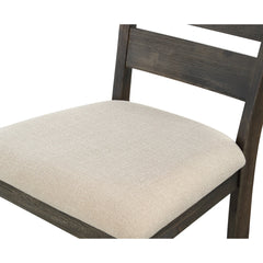 Counter Height Chairs, Set of 2, Beige Upholstered Seat, Black Acacia Wood Frame