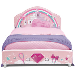 Upholstered Twin Bed, Princess, Faux Leather, Pink