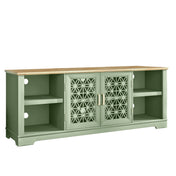 Sideboard, Manufactured Wood, 70 Inch Wide, Glass Lattice Doors, Green