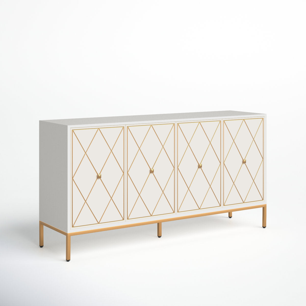 Sideboard, 4-Door, 2-Drawer, Engineered Wood, Diamond Paneled Doors