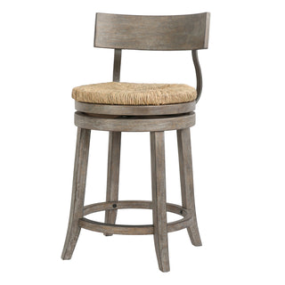 Counter Stool, 26 Inch Seat Height, Solid Wood, Reclaimed Gray Finish