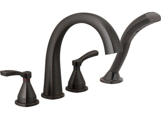 Roman Tub Faucet Trim, Stryke, Deck Mount, Lever Handles, Handheld, Venetian Bronze