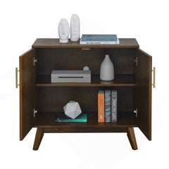 Sideboard, Solid and Manufactured Wood, Metal Handles, Brown