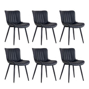 Dining Chairs, Set of 6, Black Faux Leather, Black Iron Legs