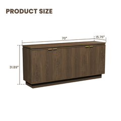 Sideboard Cabinet, 4 Doors, Manufactured Wood, 70 Inch W, Wood Grain Finish
