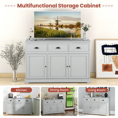 Sideboard Buffet Cabinet, 3 Drawers, Adjustable Shelves, Manufactured Wood