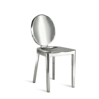 Dining Side Chair, Polished Stainless Steel, Silver, Stackable