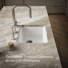 Undermount Kitchen Sink, Riverby, Single Bowl, Cast Iron, White