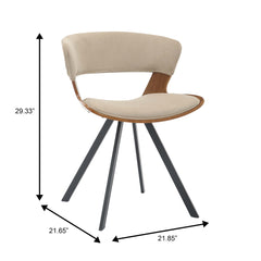 Dining Chairs, Set of 4, Walnut/Light Brown Upholstered, Iron Legs