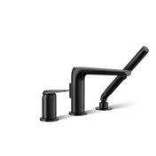 Bath Faucet, Avid, Deck-Mount, Handshower, Lever Handle, Matte Black