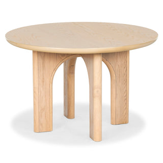Round Dining Table, Rubberwood with Oak Veneer, Pedestal Base, 47 Inch, Oak